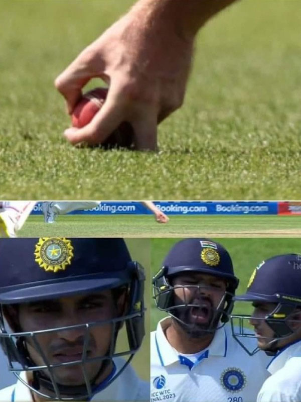 (উপরে) গ্রিনের নেওয়া এই ক্যাচ নিয়ে তৈরি হয়েছে বিতর্ক। (নীচে) তৃতীয় আম্পায়ারের আউটের সিদ্ধান্তে ক্ষুব্ধ রোহিত, হতাশ শুভমন। 