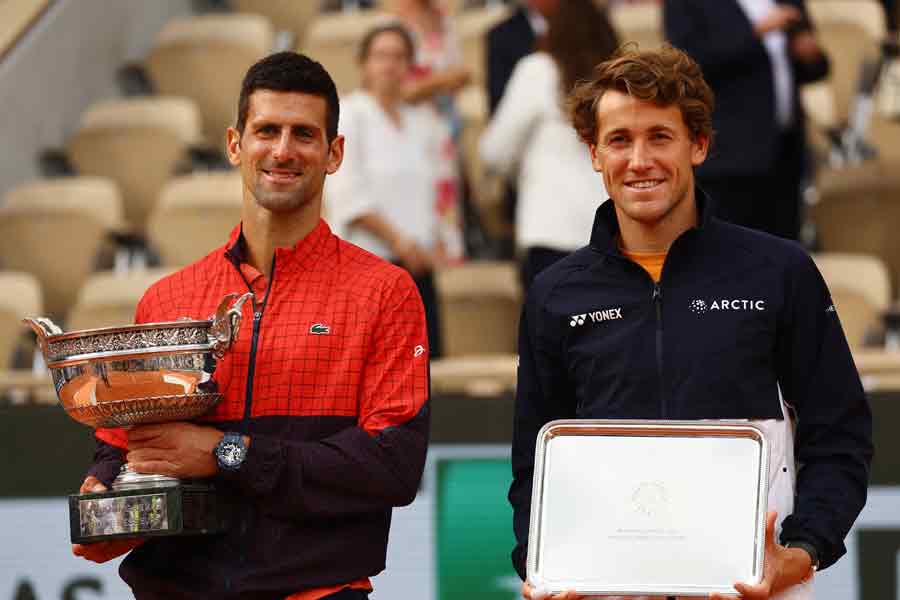 Casper Ruud and Novak Djokovic