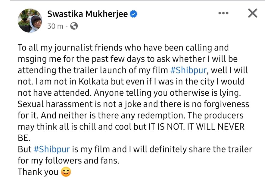 Swastika Mukherjee's post