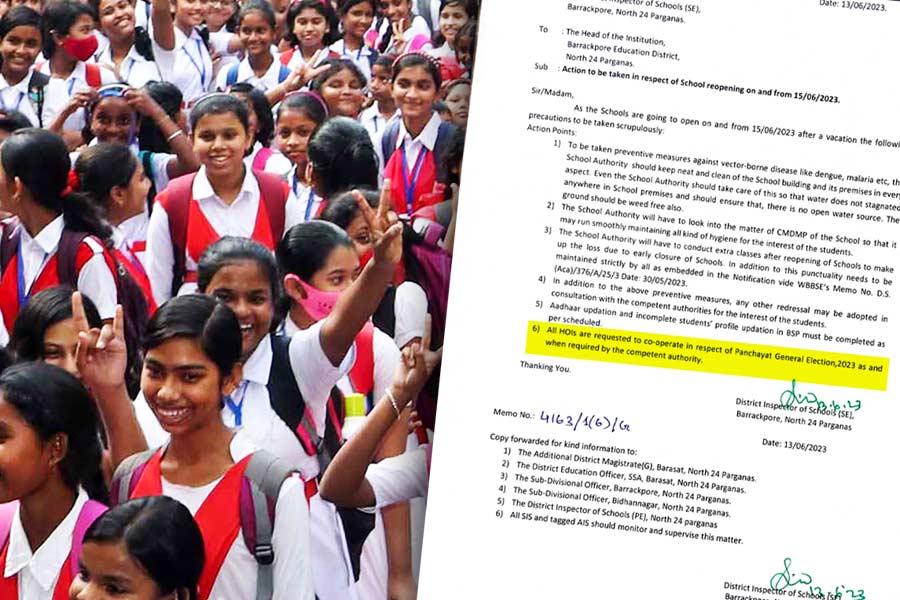 Image of School Students and Goverment Notice.