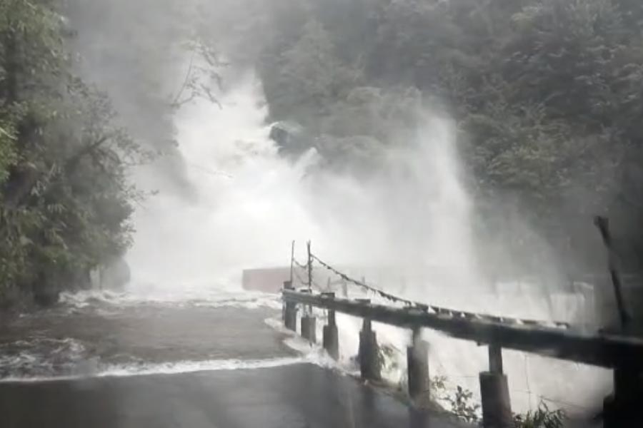 Landslide due to huge rain halts roads at Sikkim