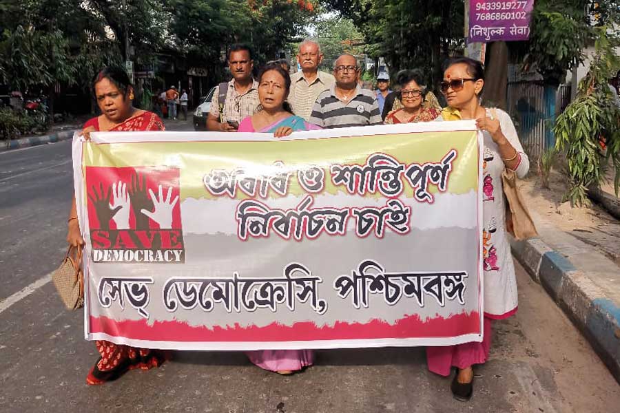 Protest against the violence before West Bengal Panchayat Election 2023.