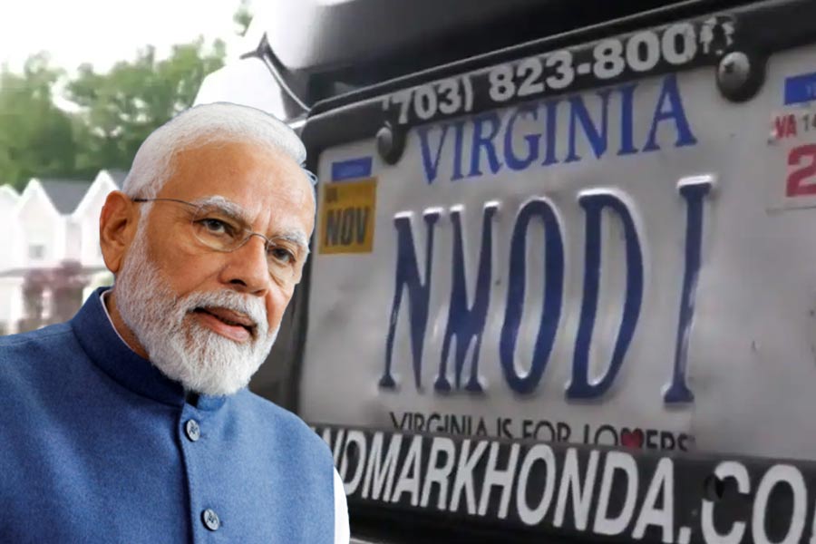 Car number plate shows name of Narendra Modi in the US.