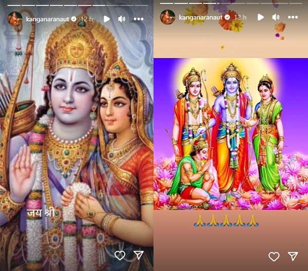 screenshots from Kangana Ranaut's instagram story.