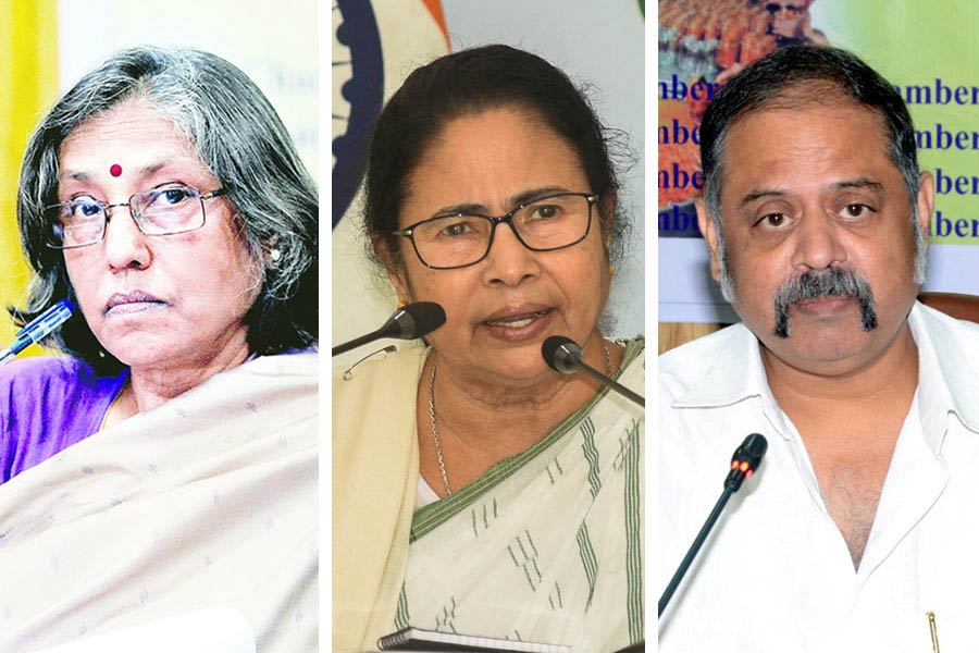 Mira Pandey, Mamata Banerjee and Rajiva Sinha.