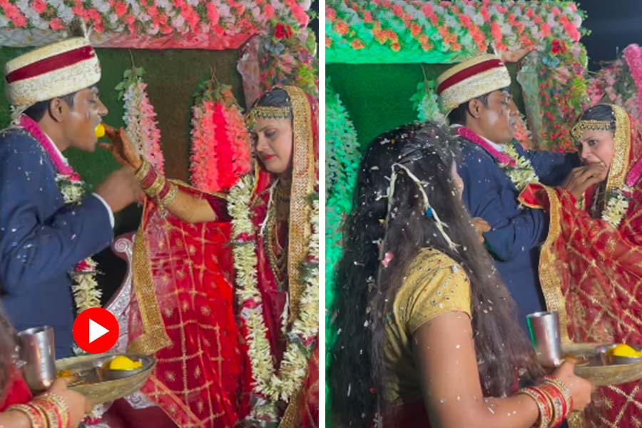 Groom forced bride to eat sweet that was eaten by him.