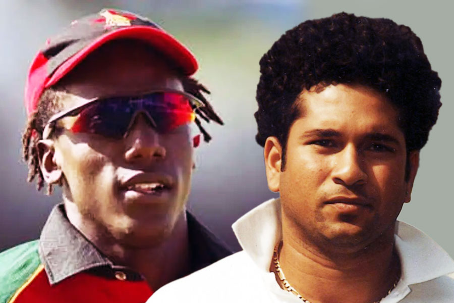 Image of Henry Olonga and Sachin Tendulkar