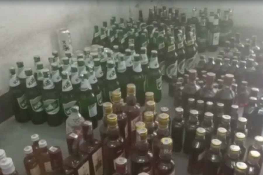 image of seized liquor from a grocery shop