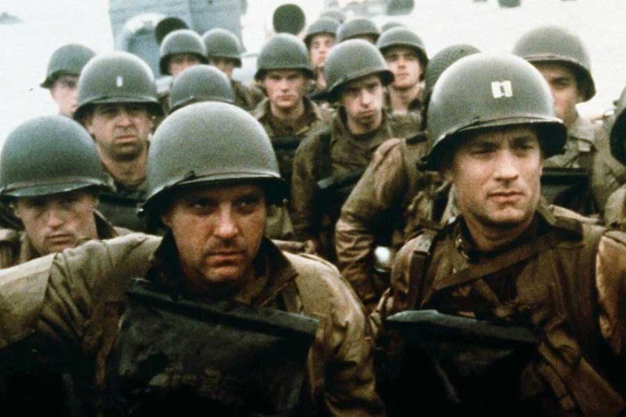 Tom Sizemore along with other actors in Saving Private Ryan.