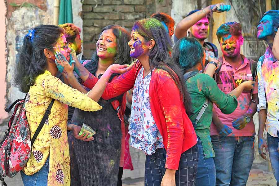 A Photograph representing the celebration of Holi