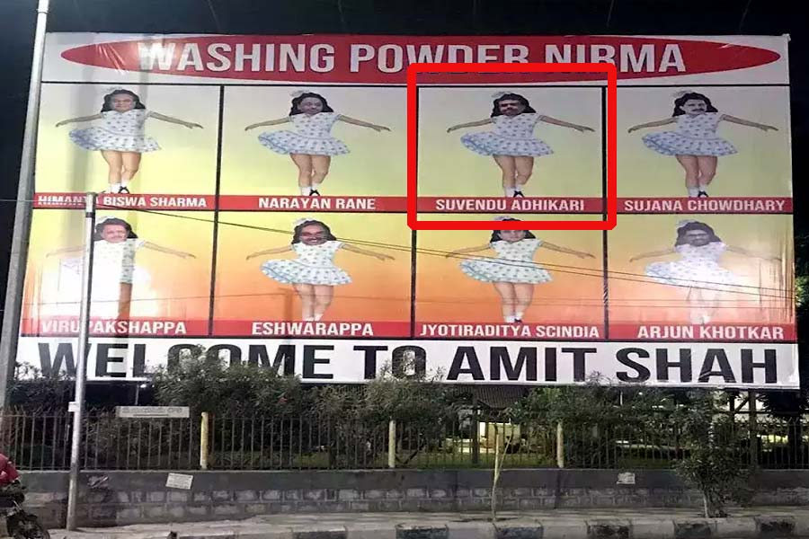 Washing Powder Nirma posters welcome Amit Shah in Hyderabad, whats the connection of Suvendu Adhikari with this poster 