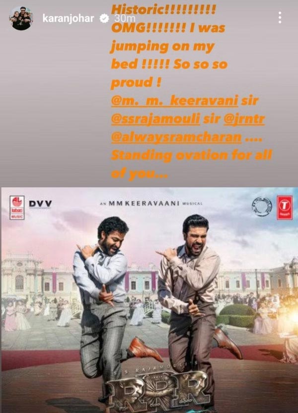 screenshot from Karan Johar's story.