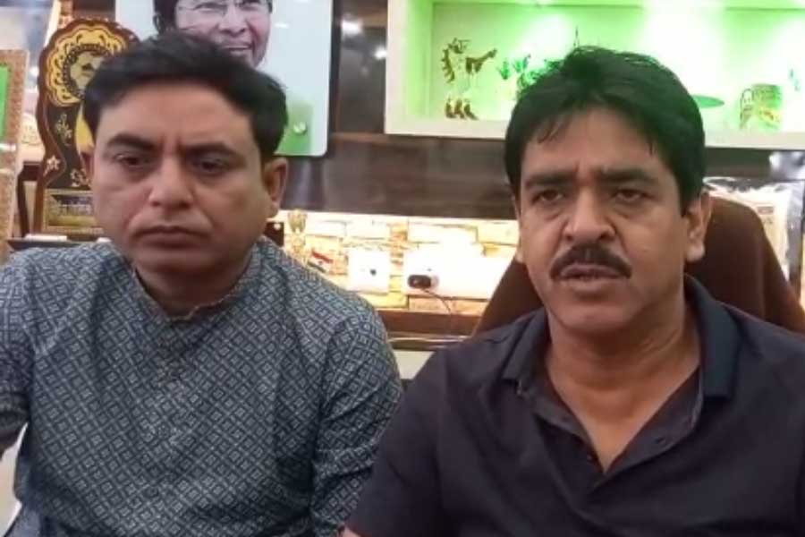 Saokat Molla and Kaiser Ahmed seen in a joint press meet at Jibantala of South 24 Parganas