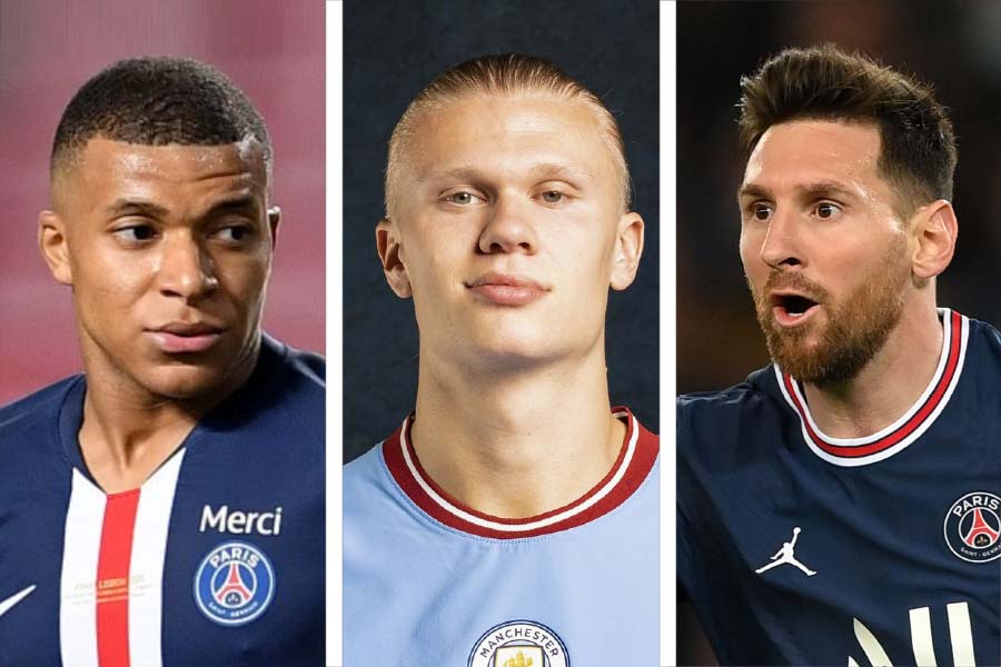 Picture of Kylian Mbappe, Erling Haaland and Lionel Messi