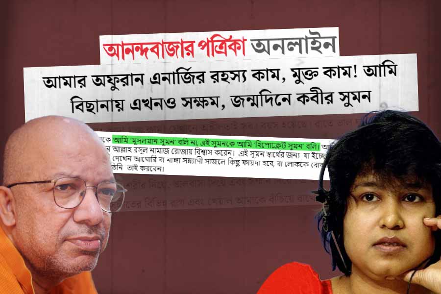 Taslima Nasrin slams Kabir Suman on his 75th birthday after reading an interview on anandabazar online
