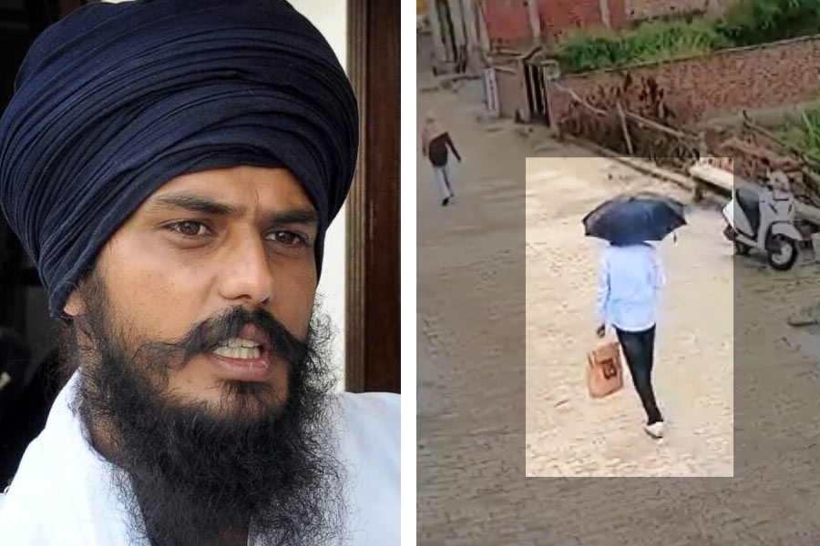 File image of Amritpal Singh and screen grab of CCTV footage