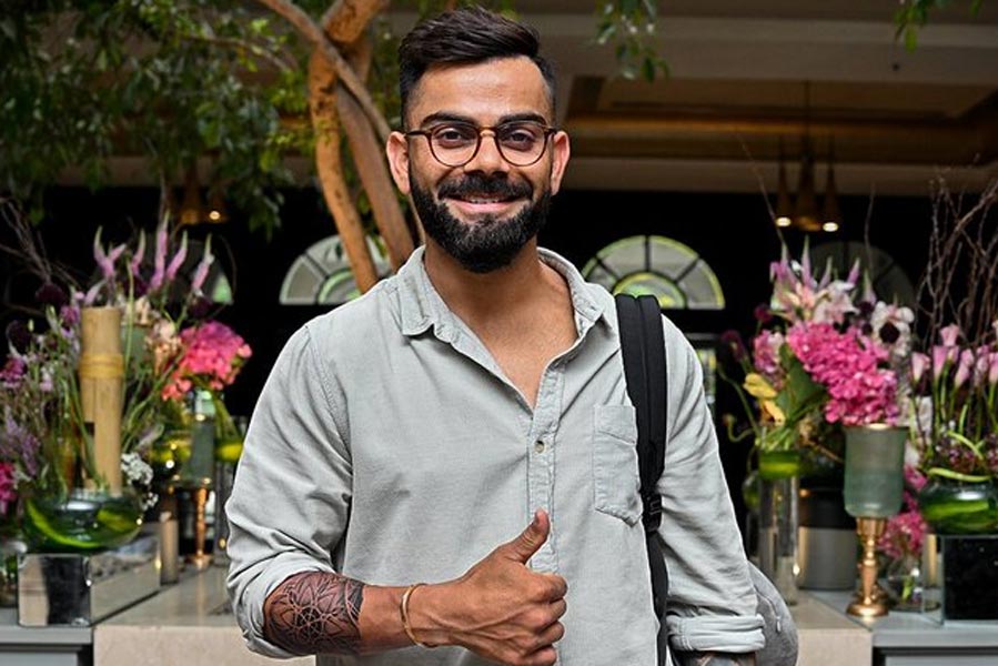 A Photograph of Virat Kohli with his new tattoo