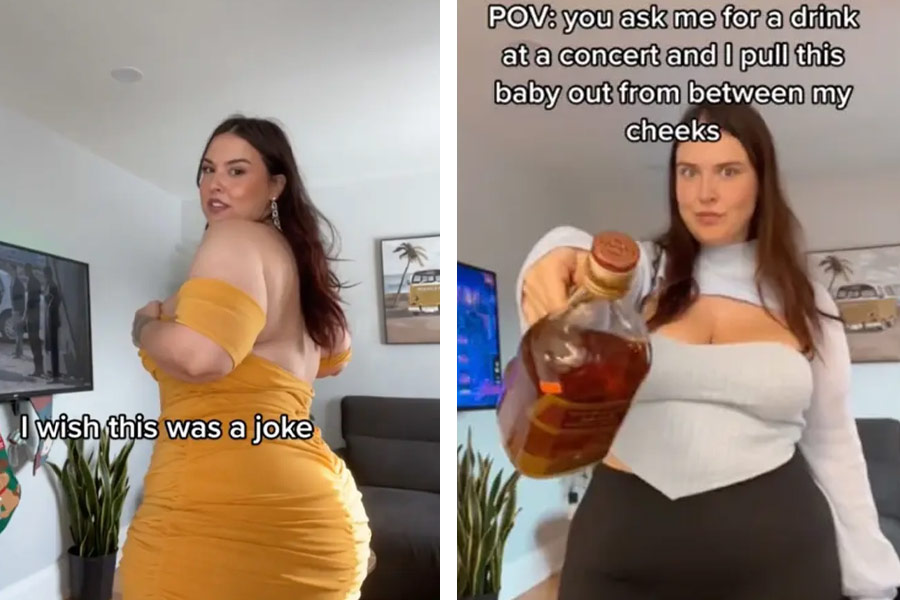 A woman smuggle booze into bars