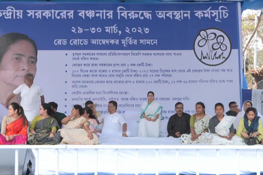 ধর্নার মঞ্চে মমতা।