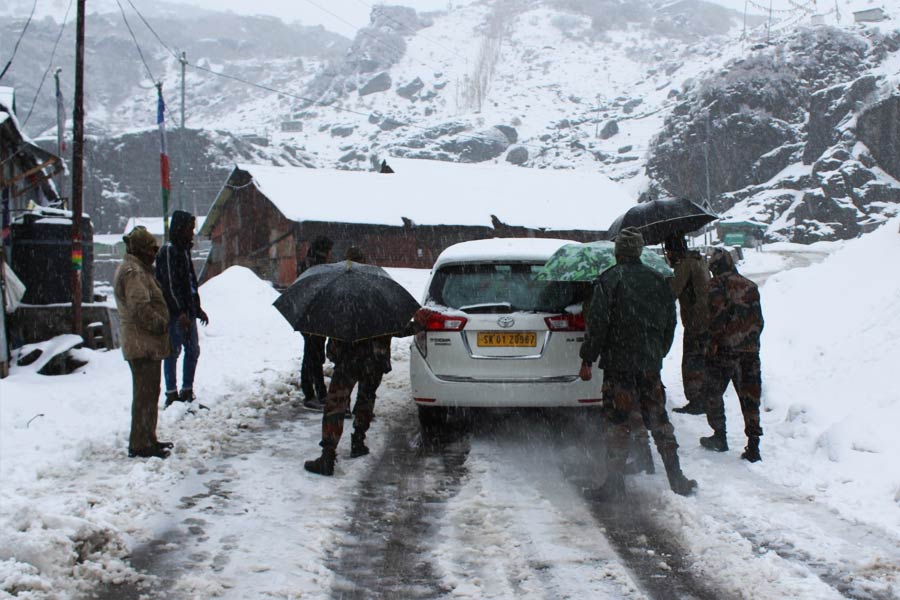 Image of cars stuck in Sikkim