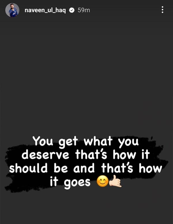 Naveen's Insta story