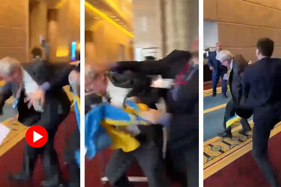 Ukraine MP punches Russian representative at global meet