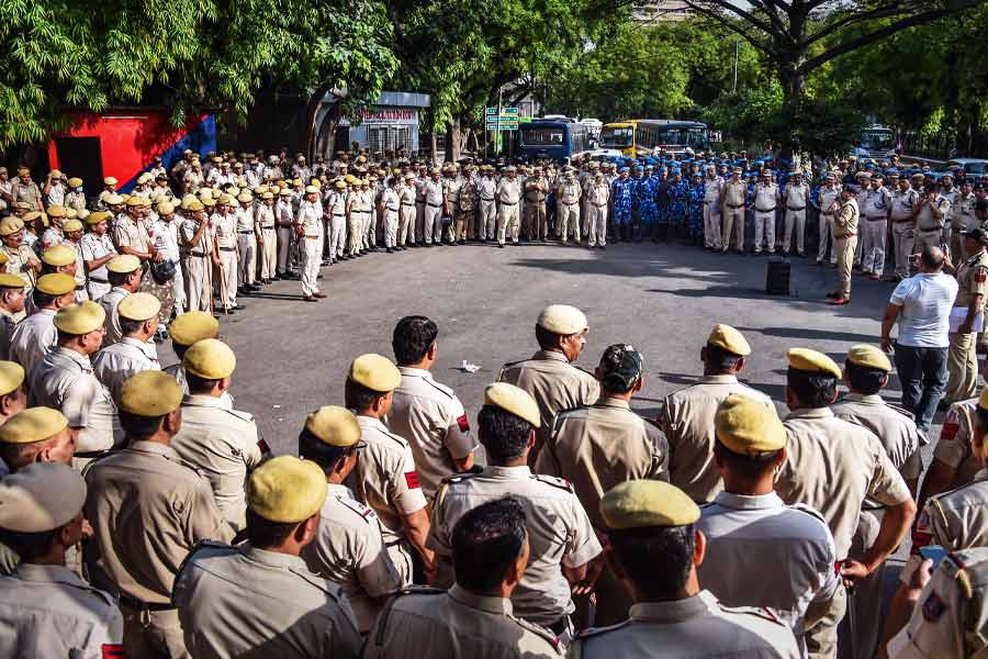 Image of Police arrangement in Jantar Mantar, New Delhi