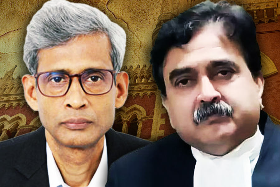 Primary Education Council chairperson Gautam Paul and Calcutta High Court Justice Abhijit Ganguly