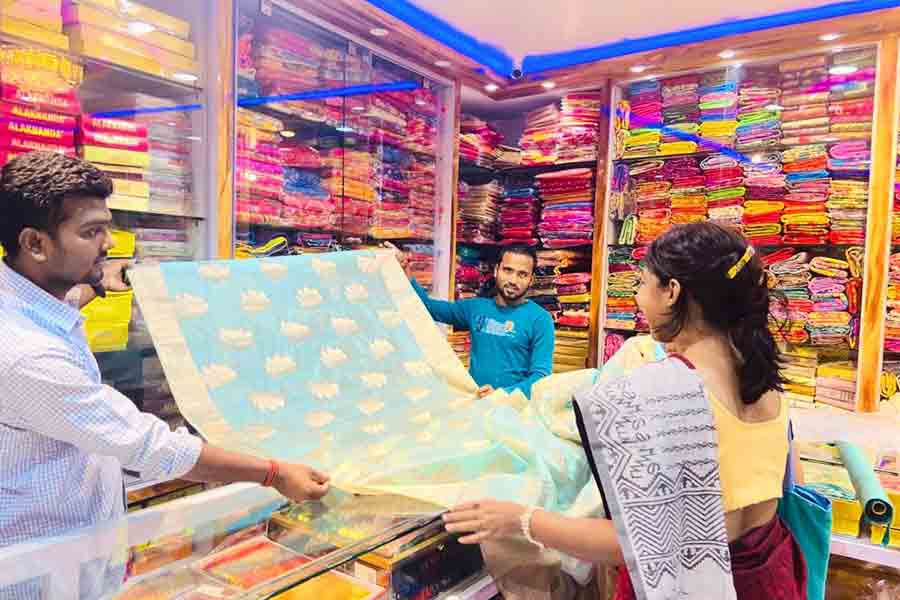 An image of a saree store