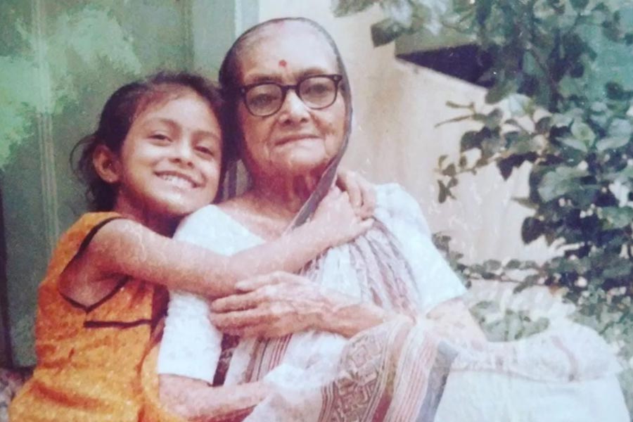 Sneha with grandmother.