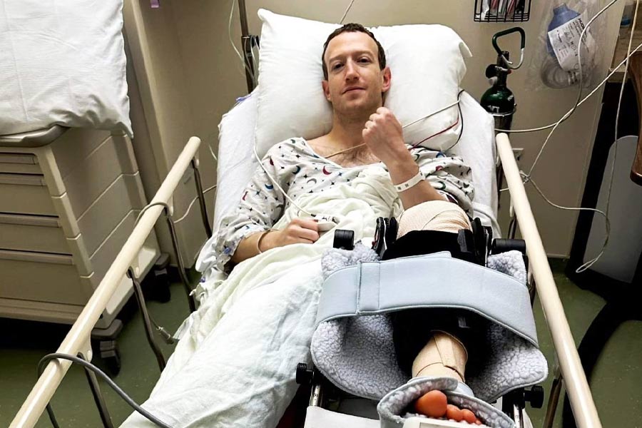 Mark Zuckerberg undergoes surgery after knee injury.