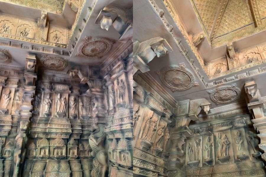 মণ্ডপে রয়েছে বিভিন্ন কারুকার্য।