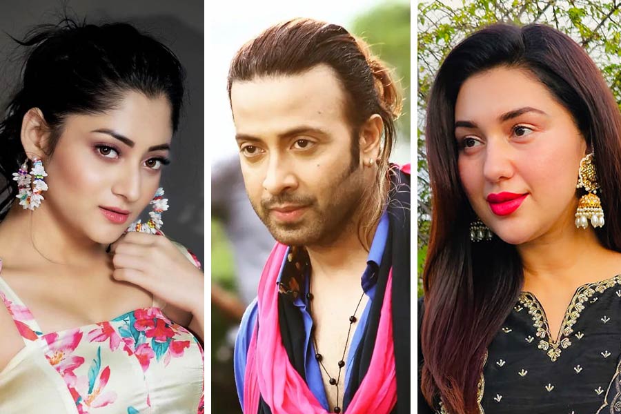 Bangladeshi actress Apu Biswas and Shakib Khan’s rumoured love interest Puja Cherry seen together