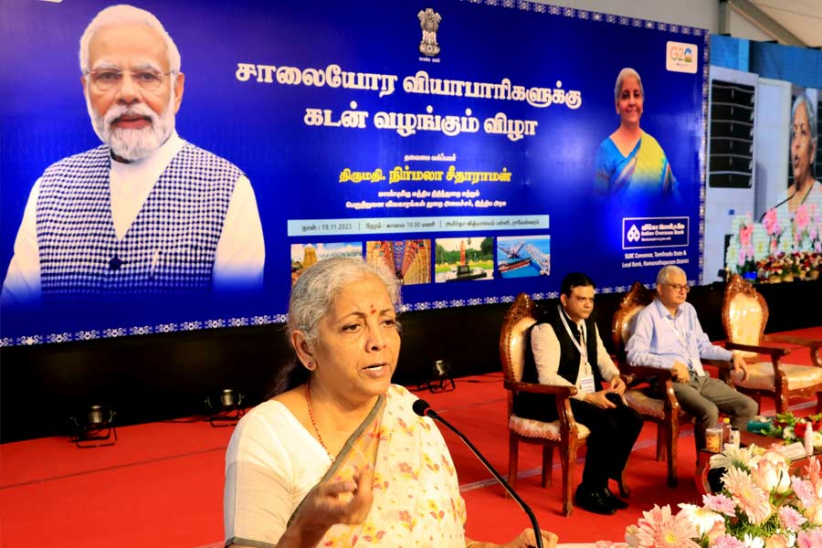 A photograph of Union Finance Minister Nirmala Sitharaman.