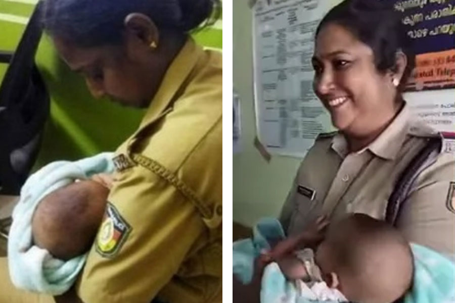 Kerala police officer breastfeeds starving baby as father imprisoned and mother hospitalized.