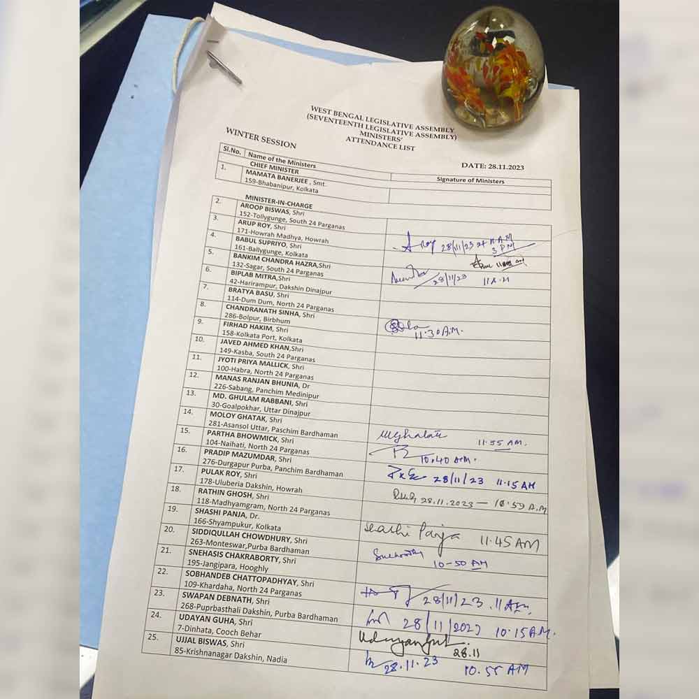 Along with Firhad Hakim lot of ministers have not signed the attendance register inspite the instruction of Mamata Banerjee