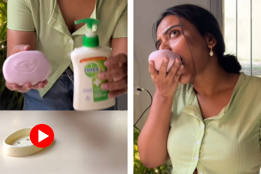 Video of Kolkata woman eating a soap goes Viral.