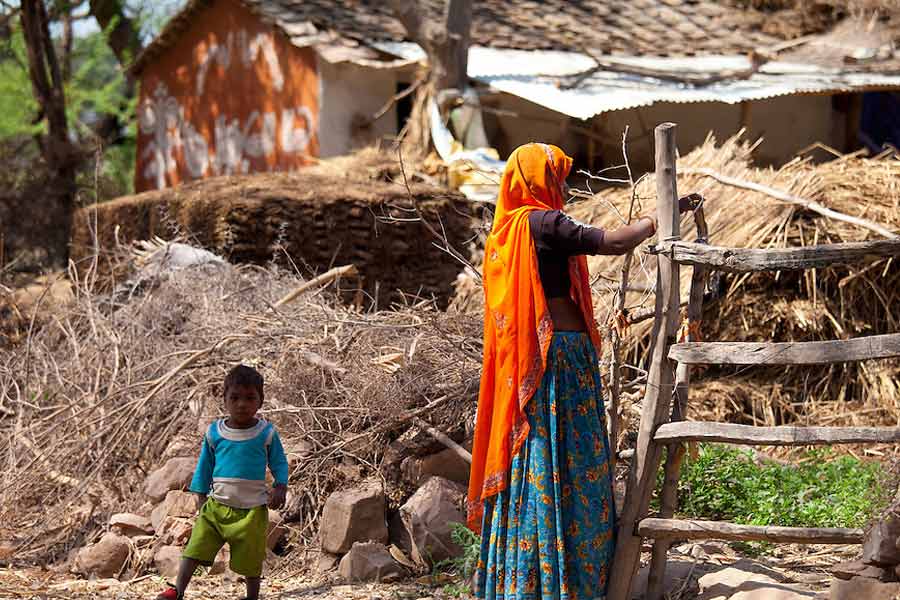 A woman working in a village at rajasthan