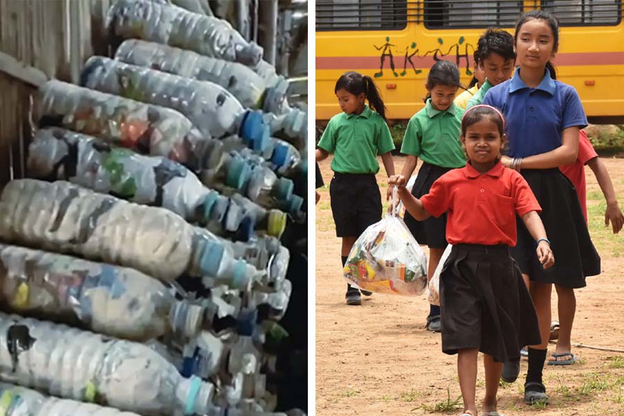 Assam school takes plastic bottles as fees.