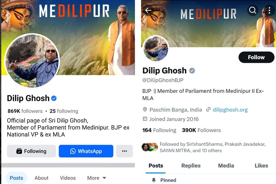 সমাজমাধ্যমে দিলীপের কভার ছবি বদলে গেল দেবীপক্ষে।