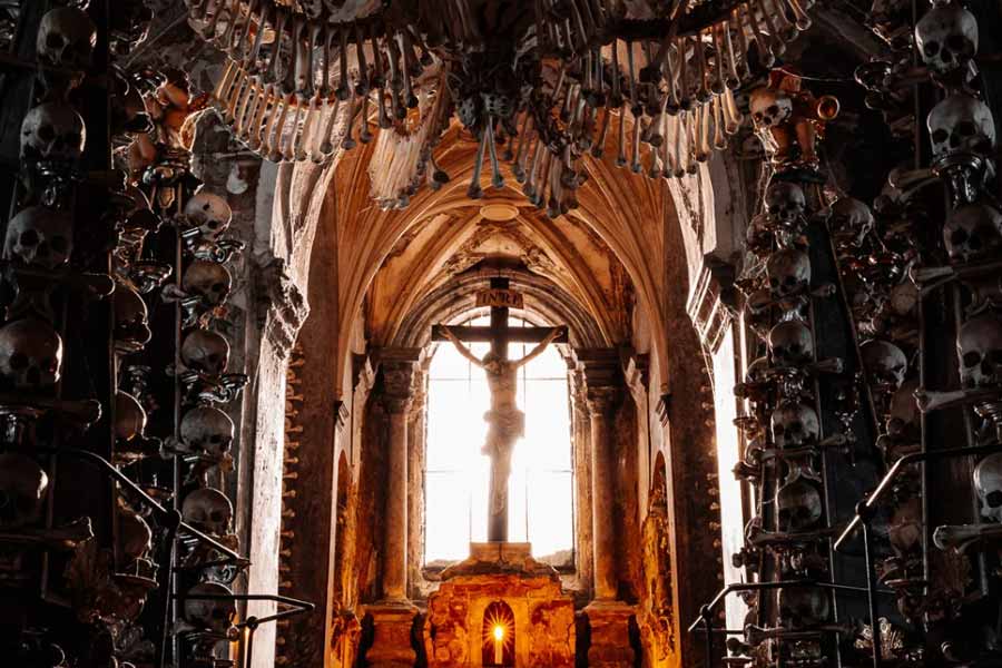 Sedlec Ossuary is the structure decorated with human bones