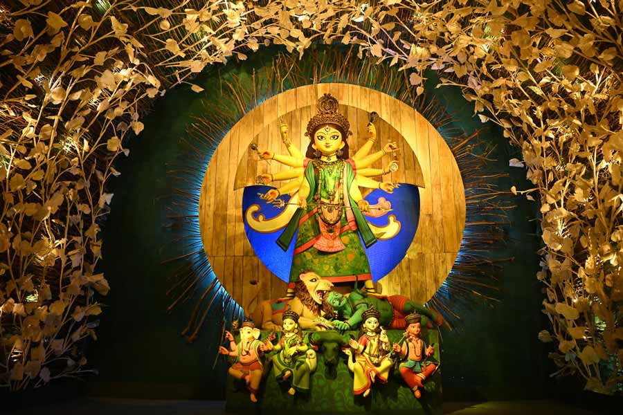 দক্ষিণ কলকাতার হিন্দুস্থান পার্ক সর্বজনীনের প্রতিমা।