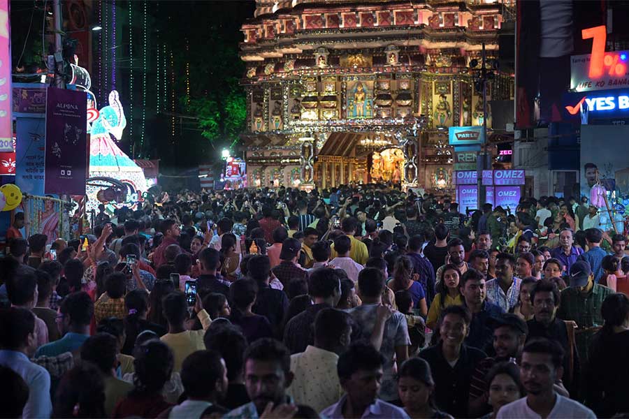 An image of Durga Puja Pandal Crowd