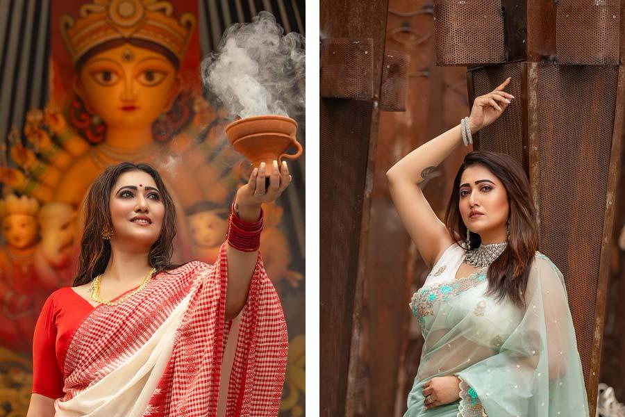 Actress Sampurna Lahiri shares her puja look.