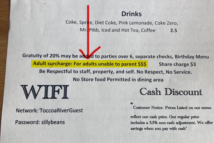 This restaurant charges bad parenting fee for customer with noisy kids.