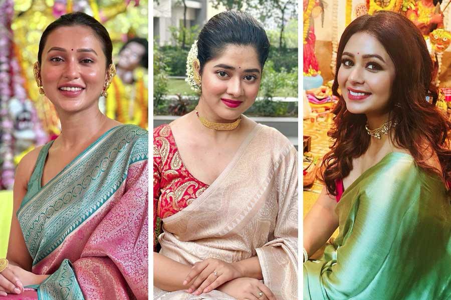How Tollywood actresses dressed up for laxmi puja.