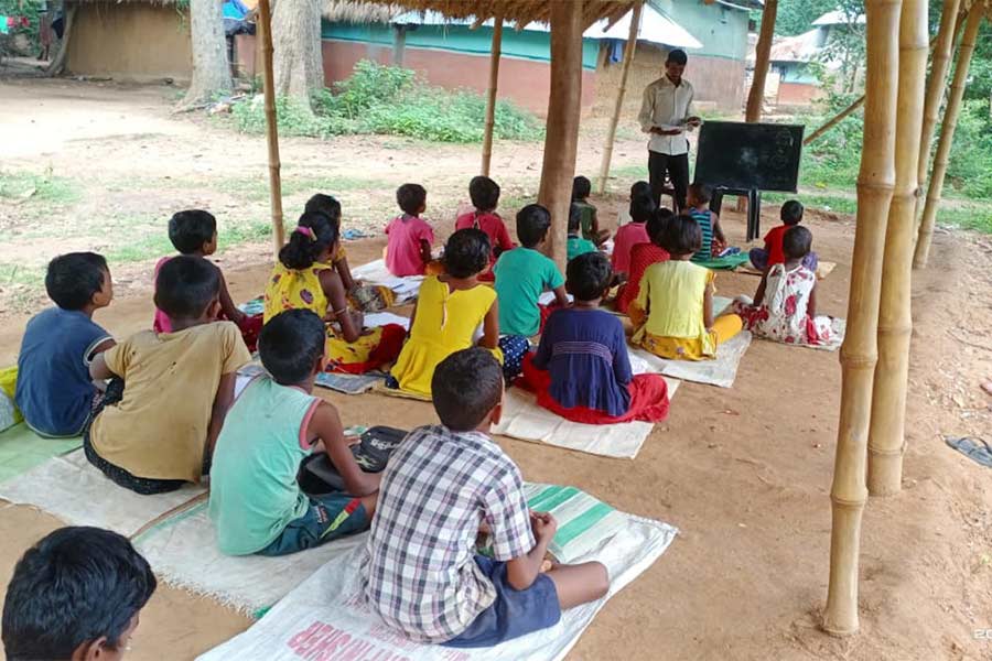 Mithun Murmu from Deucha Pachami opened a school for the children of his village