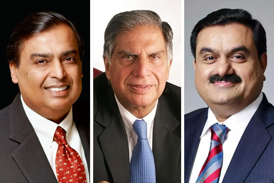 photo of Mukesh Ambani, Ratan Tata and Gautam Adani.