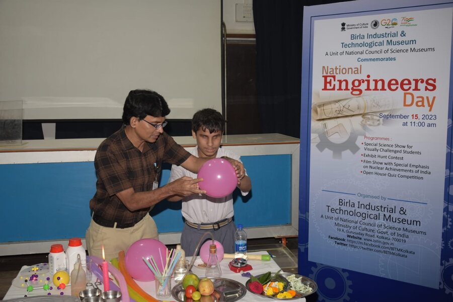 Specially abled student in National Engineers Day Program 2023 at BITM.