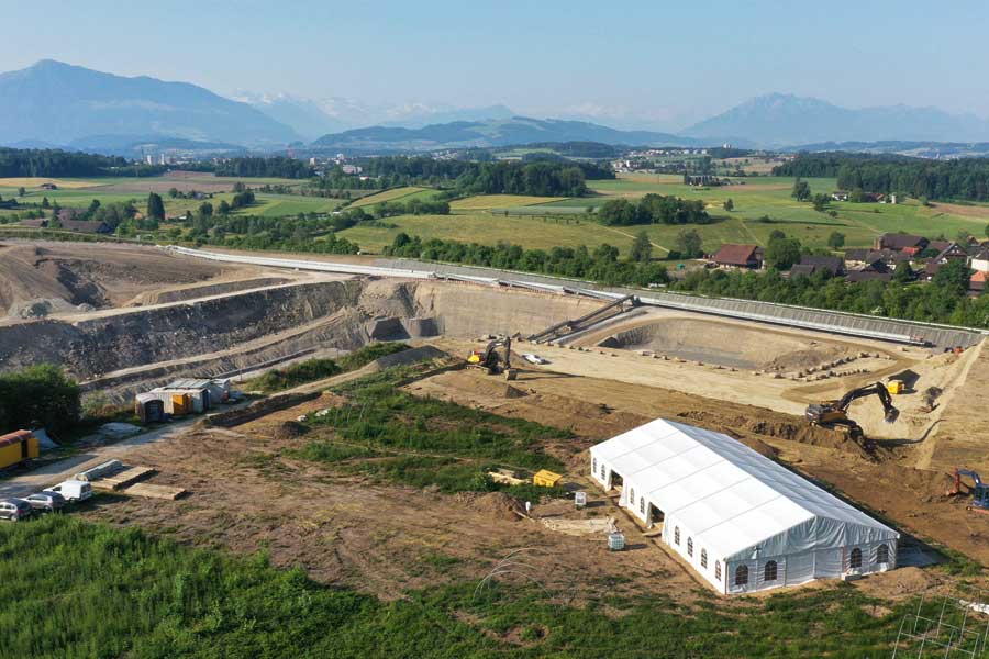 Image of Roman building complex and ruins of 2,000-year-old wall in the Swiss Alps